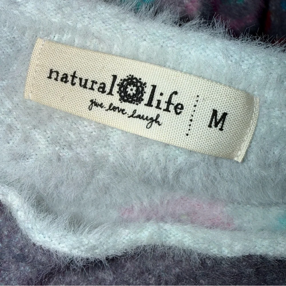 Natural Life Cashmere Like Mock Neck Sweater Charcoal Pink Poppy Size Medium - Picture 2 of 11